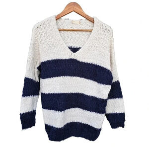 Altar'd State Eyelash Striped Sweater Navy White Size S/M
